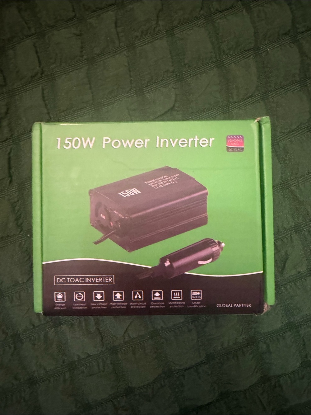 150W Power Inverter Car Charger Adapter - Black